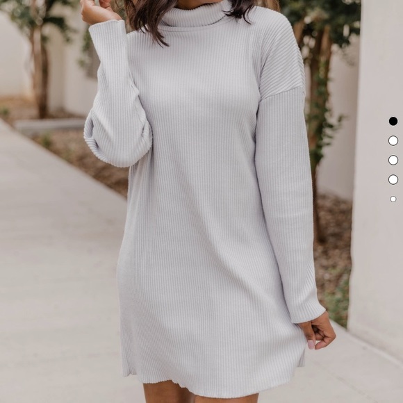 Grey Turtleneck Sweater Dress - Picture 2 of 2